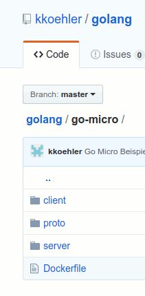 Verzeichnisstruktur für Go Micro Beispiel Verzeichnisstruktur für Go Micro Beispiel